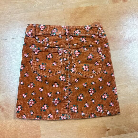 Art Class Rusted Orange & Pink Floral Corduroy Skirt Girls Size 7/8 - Picture 4 of 6